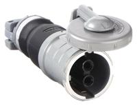 HUBBELL Pin and Sleeve Connector: Gray, 250V DC/600V AC, Single Phase, 60 A, 2 Pole, 3 Wire (MPN HBL360CS1W). Key specifications — Brand: HUBBELL.