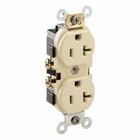LEVITON Duplex Receptacle Outlet: Duplex, 5-20, Ivory, 125V AC, 20 A, 2 Pole / 3 Wire (MPN CR020-I)