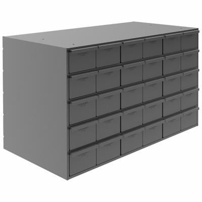 DURHAM MFG Drawer Bin Cabinet: 33 3/4 in x 17 3/4 in x 21 in, 30 Drawers, Stackable - Modular Metal Small Parts Drawer Cabinets