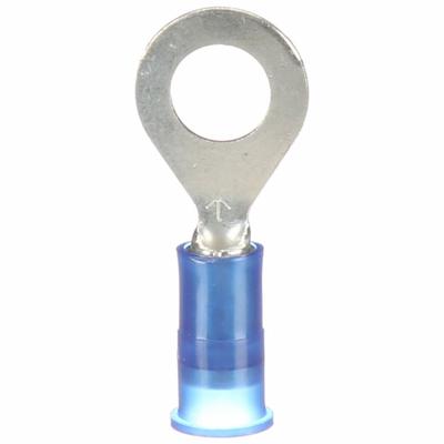 3M Ring Terminal: Blue, Nylon Insulation, #8 Stud Size, 16 AWG to 14 AWG Wire Sizes - Insulated Ring Terminals