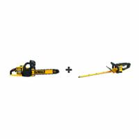 DEWALT Chainsaw Kit: 20V MAX*, Chainsaw and Hedge Trimmer, 22 in Hedge Trimmer Blade Lg, 9.0 Ah (MPN DCCS670X1/DCHT821B). Key specifications — Battery Capacity: 9.0 Ah; Combo Type: Chainsaw and Hedge Trimmer.