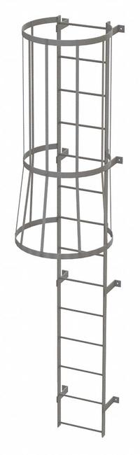 TRI-ARC Fixed Ladder with Safety Cage: 13 ft Overall Ht, 18 in Overall Wd, Steel, 14 Rungs (MPN WLFC1114). Key specifications — Brand: TRI-ARC; Assembly: Assembled; Number of Sections: 1.