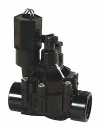 RAIN BIRD In-Line Valve w/Flow Control,1": 150 psi Max Working Pressure, 1" FPT, 5 in Ht, 4.75 in Wd (MPN CPF100). Key specifications — Brand: RAIN BIRD; Connection: 1" FPT; Material: Plastic; Product Type: Inline Sprinkler Valve.