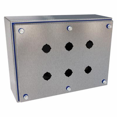 HAMMOND Push Button Enclosure: 22mm, 6 Holes, 304 Stainless Steel - Enclosures for 22mm Operators
