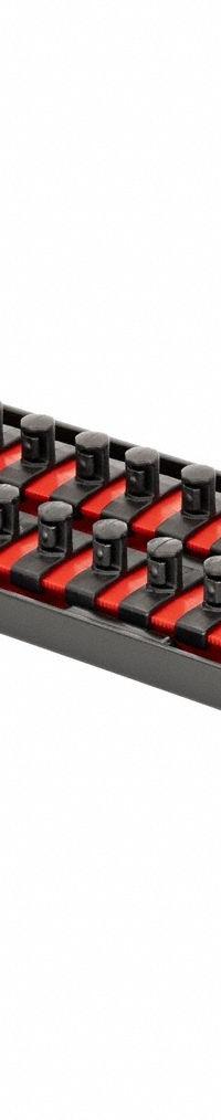 ERNST MANUFACTURING Socket Organizer: Red, 3 5/8 in Overall Wd, 18 Posts/Slots, Sockets (MPN 8553). Key specifications — attr1125333: (192) I.D. Stickers; attr1125346: ERNST MANUFACTURING; attr1125347: Red; attr1136588: Sockets; attr1125364: Socket Bit Tray.