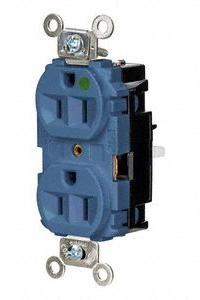 HUBBELL Receptacle: Hospital Grade, Duplex, 5-15R, Blue, 125V AC, 15 A, 2 Pole / 3 Wire (MPN HBL8200STBL)