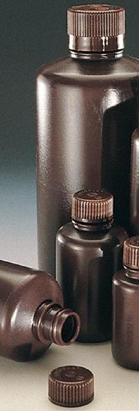 NALGENE Storage Bottle: HDPE, 4 fl oz, 125 mL, Amber, 24 mm Screw Closure Size, Closure Included (MPN DS2085-0004). Key specifications — Body Color: Amber; Closure Attached: Attached; Brand: NALGENE; Pre-Cleaned: None; Closure Included: Yes.