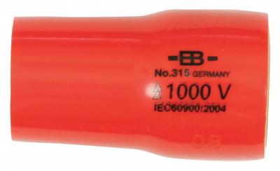 WIHA Insulated Socket: 3/8 in Drive Size, 22 mm Socket Size, 1 1/8 in Overall Lg - 3/8" Drive Metric Insulated Hand Sockets