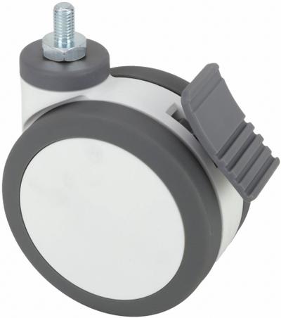 APPROVED VENDOR Stem Caster: Swivel, 4 15/16 in Wheel Dia., Metric, 3 1/4 in Wheel Wd - Twin-Wheel Threaded Stem Casters for Medical Equipment