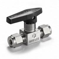 HAM-LET Manual Two-Way Ball Valve: 1/4 in, Stainless Steel, Straight, Compression x Compression (MPN H-800M-SS-L-1/4). Key specifications — Brand: HAM-LET; Handle: Lever.