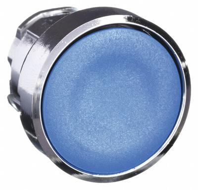 SCHNEIDER Flush Push Button: Blue, 22 mm Mounting Size, Metallic - Flush-Mount & Recessed Push-Button Operators
