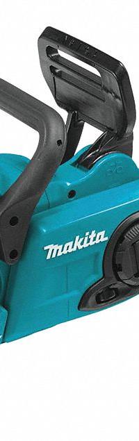 MAKITA Battery-Powered Chainsaw: 14 in Bar Lg, Rear Handle, Adj/Auto Chain Oiler, 18 V, 32 cc (MPN XCU03Z). Key specifications — Brand: MAKITA.