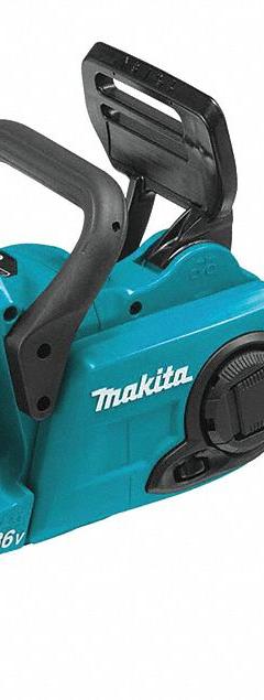 MAKITA Battery-Powered Chainsaw: 14 in Bar Lg, Rear Handle, Adj/Auto Chain Oiler, 18 V, 32 cc (MPN XCU03Z). Key specifications — Brand: MAKITA.