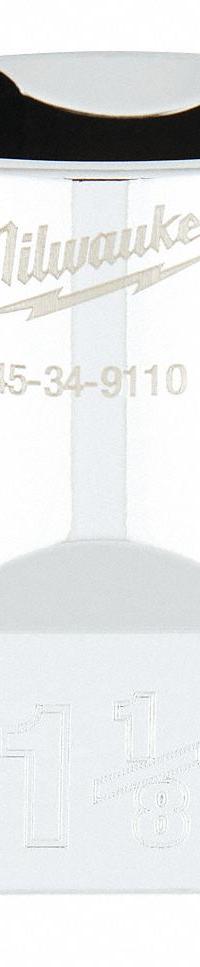 MILWAUKEE Standard Socket: SAE, 1/2 in Drive Size, 1 1/8 in Socket Size, 6-Point, Std, Chrome (MPN 45-34-9110). Key specifications — attr1204417: MILWAUKEE; attr1204392: Chrome.