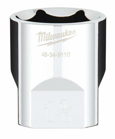 MILWAUKEE Standard Socket: SAE, 1/2 in Drive Size, 1 1/8 in Socket Size, 6-Point - Anti-Roll Hand Sockets