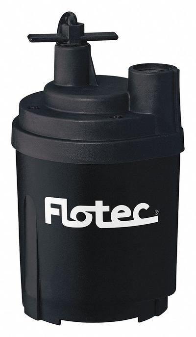 FLOTEC Plug-In Utility Pump: 1/4 hp, 0 in Max. Dia. Solids, Continuous Duty, 115V AC - Low-Level Submersible Electric-Operated Dewatering Pumps