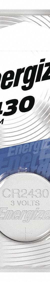 ENERGIZER Coin Cell Battery: 2430 Battery Size, Lithium / Manganese Dioxide, 320 mAh Capacity, 3V DC (MPN ECR2430BP). Key specifications — Voltage - Batteries: 3V DC; Battery Chemistry: Lithium / Manganese Dioxide; Product Type: Coin Cell Battery; Battery Size: 2430; Brand: ENERGIZER; Voltage - Subhead: 3V DC.