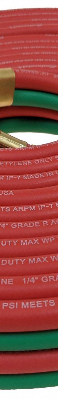 Twin Line Welding Hose: 1/4 in Hose Inside Dia., Green/Red, BB x BB, 100 ft Hose Lg, R (MPN TWR-04-100BB). Key specifications — Hose Color: Green; Fitting Type: BB x BB; Brand: CONTINENTAL.