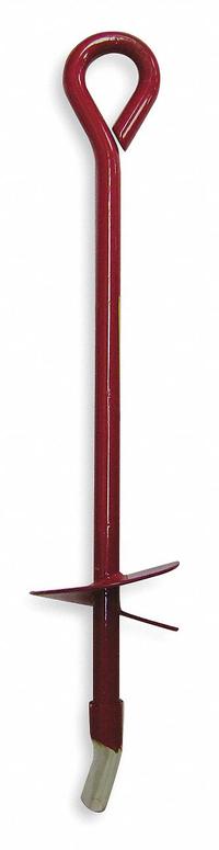 APPROVED VENDOR Earth Anchor: Red, Steel, 48 in Overall Lg, 6 in Overall Dia, 1,400 lb Load Capacity (MPN 4LVK6). Key specifications — Color: Red; Material: Steel; Brand: APPROVED VENDOR; For Use With: Tents.