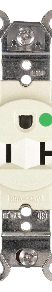 HUBBELL Receptacle: Hospital Grade Fed. Spec., Single, 5-20R, Ivory, 125V AC, 20 A, 2 Pole / 3 Wire (MPN HBL8310I)