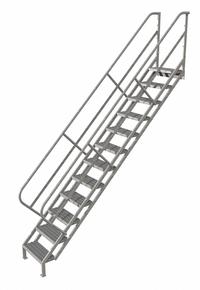 TRI-ARC Portable Stairs: 12.7 ft Overall Ht, Steel, 450 lb Load Capacity, Perforated, 12 Steps (MPN WISS112242). Key specifications — attr1050559: Gray; attr1050557: TRI-ARC.