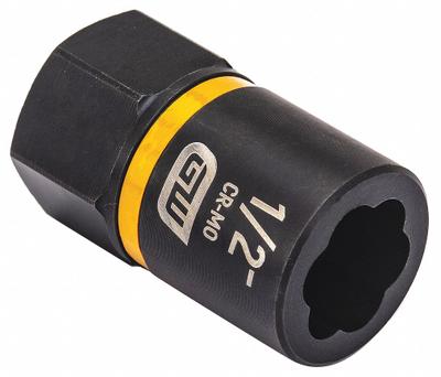 GEARWRENCH Bolt Extractor: 1/2 in Socket Size, 7-Point, Std, Black Oxide - 3/8" Drive Bolt Extraction Impact Sockets