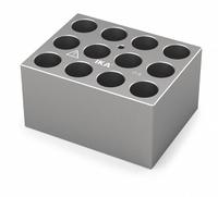 IKA Dry Block: Anodized Aluminum, 3 3/4 in Overall Wd, 3 in Overall Lg, 12 Wells, 17 1/2 mm Well Dia (MPN 4469000). Key specifications — Product Type: Dry Block Heater; Includes Thermometer Well: Yes; Material: Anodized Aluminum; Brand: IKA.