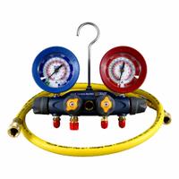 YELLOW JACKET Manifold Gauge: 4 Valves, 4 Hoses, Series BRUTE II, 3 1/8 in Gauge (MPN 46022). Key specifications — Product Type: Manifold Gauge Set; For Refrigerant Type: R-22; Brand: YELLOW JACKET; Gauge Boots: Yes; Sight Glass: Yes.