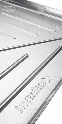 DIVERSITECH Condensate Drain Pan: Steel, 60 in L x 30 in W x 2 1/2 in D, 3/4 in PVC Discharge (MPN 6-M3060). Key specifications — Brand: DIVERSITECH; Color: Silver.