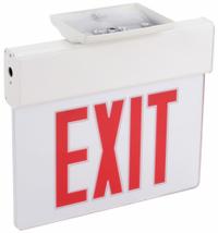 Exit Sign: 1 Faces, Red, Aluminum, Universal Field Selectable Chevrons, LED, White, Nickel Cadmium (MPN EDG W 1 RW EL SD). Key specifications — Housing Color: White; Brand: LITHONIA LIGHTING; Lighting Technology: LED; Self Diagnostics: Yes; Housing Material: Aluminum; Text Color: Red.