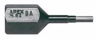 APEX Insert Bit: Insert Bit, Imperial, Hex Head, 3/32 in Bit Industry Size, Std, 2 1/4 in Overall Lg (MPN SZ-9-A). Key specifications — attr1119808: 3/32 in; attr1119811: S2 Steel; attr1119815: Square; attr1119817: Standard; attr1119818: APEX; attr1119810: Impact Rated.