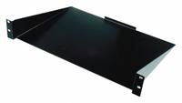 VIDEO MOUNT PRODUCTS Rack Shelf: 2 u, Solid Shelf, 12 1/2 in Overall Dp, 2 5/8 in Overall Ht, Black (MPN ERS1). Key specifications — Brand: VIDEO MOUNT PRODUCTS; Color: Black; Material: Steel; _Shelf Style: Solid.