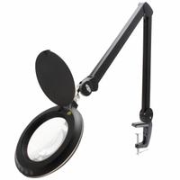 AVEN Magnifying Lamp: LED, 2.25x, 5 Diopter, 450 lm Max Brightness, 35.5 in Arm Reach, Articulating (MPN 26504-LED). Key specifications — Brand: AVEN; Magnification: 2.25x; ESD Safe: Yes; Lens Material: Glass; Lighting Technology: LED; Operating Voltage: 120V AC; Includes Ultraviolet Light: No.