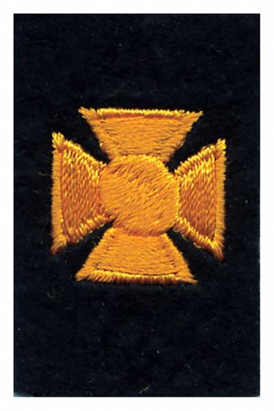HEROS PRIDE Embroidered Patch: Cross, 3/4 in, Black/Gold, Polyester/Rayon - Embroidered Insignia