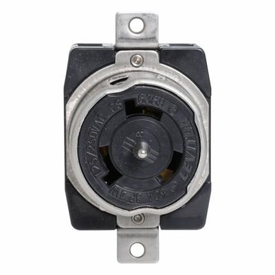 LEVITON Locking Receptacle: Non-NEMA, Black, 125/250V AC, 50 A Current Rating, 3 Poles - General Purpose Receptacles