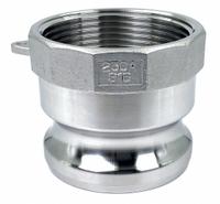 Cam and Groove Adapter: 2 1/2 in Coupling Size, 2-1/2 in-8 Thread Size, 2 43/64 in Overall Lg, FNPT (MPN PLE87). Key specifications — Thread Size: 2-1/2 in-8; Fitting Type: FNPT; Includes Locking Arm: No; Body Material: 316 Stainless Steel; Brand: APPROVED VENDOR.