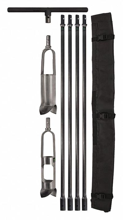 AMS Soil Auger Kit: Stainless Steel, 3 1/4 in Overall Dia, 3 ft Overall Lg - Soil Auger Kits