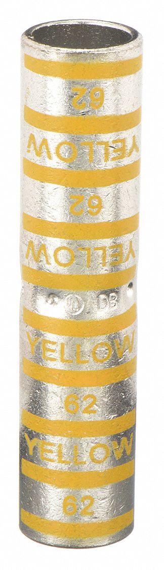 THOMAS & BETTS Open Barrel Splice: 250 kcmil Wire Size, Yellow Code, 3.38 in - Crimped Butt Splice Compression Connectors