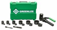 GREENLEE Hydraulic Punch Driver Set (MPN 7906SB). Key specifications — attr74890: Mild Steel; attr74888: Quick Draw Hydraulic Driver, 1/2, 3/4, 1, 1-1/4, 1-1/2, 2 in Slug Buster Punches and Dies, Draw Studs and Plastic Carrying Case; attr74884: 1/2 in to 2 in.