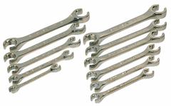 SK PROFESSIONAL TOOLS Flare Nut Wrench Set: Alloy Steel, Chrome, 11 Tools, 0° Opening Angle (Deg.) (MPN 371). Key specifications — attr309703: Chrome; attr309694: No; attr309702: Alloy Steel; attr309692: 184 in to 7/8 in; attr324936: SK PROFESSIONAL TOOLS.