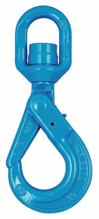YOKE Self-Locking Hook: 5,700 lb Working Load Limit, 100 Hook Grade, Alloy Steel, Swivel, Yellow (MPN X-027N-07). Key specifications — Color: Yellow; Brand: YOKE; Visual Indicator Markings: None.