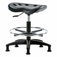 Stool: Polyurethane, Ht Range 19 in to 26 1/2 in, 17 in Seat Wd, 14 in Seat Dp, 5 Glides, 0 Casters (MPN PTMBSL-RG-CF-RG-BLK). Key specifications — Brand: APPROVED VENDOR; Foot Support: Yes; Base Material: Fiberglass; ESD-Safe: Not ESD Safe; Number of Casters: 0.