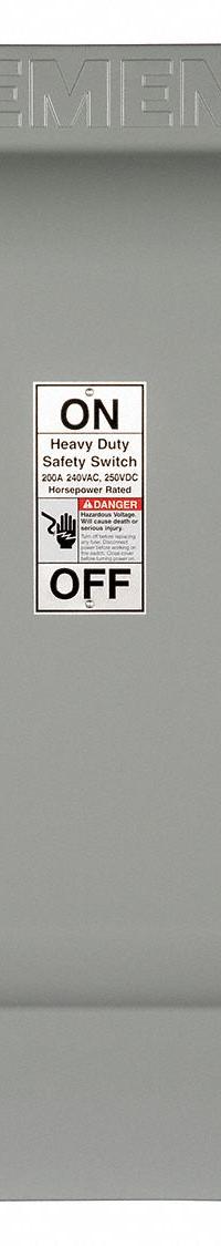 SIEMENS Safety Switch: Fusible, 200 A, Three Phase, 240V AC, Galvanized Steel, Indoor (MPN HF324N). Key specifications — Brand: SIEMENS.