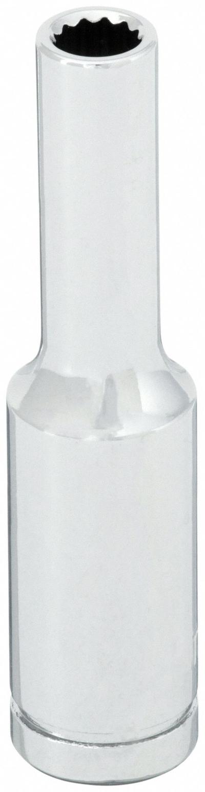 WESTWARD Socket: Metric, 1/4 in Drive Size, 4 mm Socket Size, 12-Point, Deep, Chrome - 1/4" Drive Hand Sockets