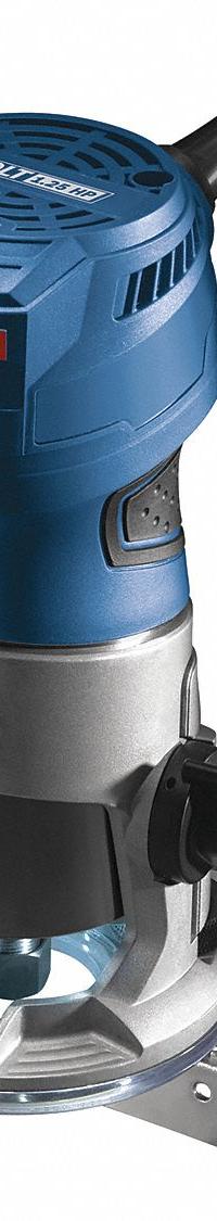 BOSCH Router: Compact, Fixed Base, 1.25 hp, Variable Speed, 35,000 RPM, 1/4 in Collet, Palm Grip (MPN GKF125CEN). Key specifications — attr326433: Soft-Start; attr241172: Router; attr217717: 120V AC; attr217680: BOSCH.