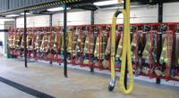 GROVES Turnout Gear Storage Rack: Wall Mount, 1 Sides, 8 Compartments, Steel, Red, 199 in Lg (MPN RRWM-8/24). Key specifications — Material: Steel; Brand: GROVES; Color: Red.