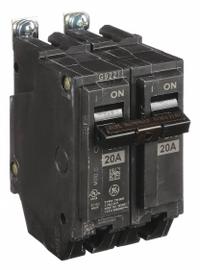 GE Miniature Circuit Breaker: THQB, 20 A, 120/240V AC, Single Phase, 10kA at 120/240V AC, Std (MPN THQB2120). Key specifications — attr195972: 20 A; attr195973: 120/240V AC; attr195974: Single; attr195975: 10kA at 120/240V AC; attr195976: Load Centers.