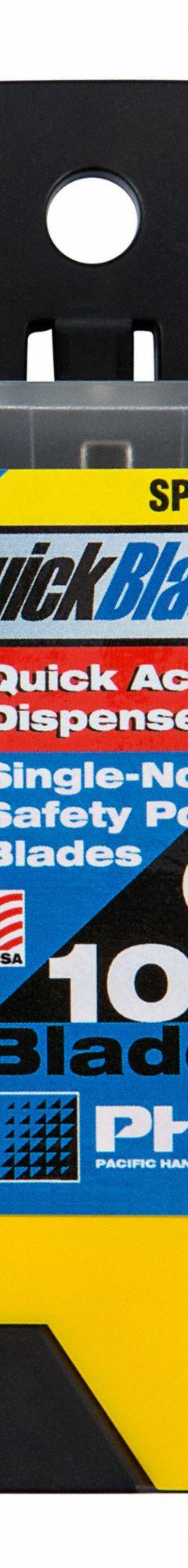 PACIFIC HANDY CUTTER, INC Safety Point Blade Dispenser: 1 11/16 in Blade Lg, 3 in Blade Wd, 100 PK (MPN SPD-017). Key specifications — attr307708: 4MUX7; attr307711: Steel; attr307707: Yes; attr324888: PACIFIC HANDY CUTTER, INC.