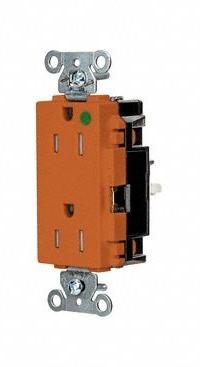 HUBBELL Receptacle: Hospital Grade, Decorator Duplex, 5-15R, Orange, 125V AC, 15 A, 2 Pole / 3 Wire (MPN HBL2172STOTR)
