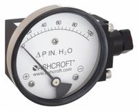 ASHCROFT Differential Pressure Gauge: In-Line, 1/4 in NPT Female, 1132, 3 1/2 in Dial, Aluminum (MPN 351132FD25SXCYLM100IWD). Key specifications — Sensor Type: Diaphragm; Series: 1132; Housing Material: Aluminum; Certificate of Calibration: Not Included.